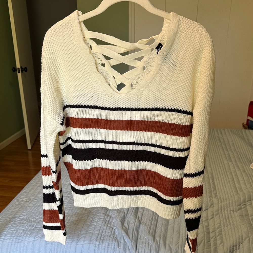 Windsor Cream Lace-Up Knit Top